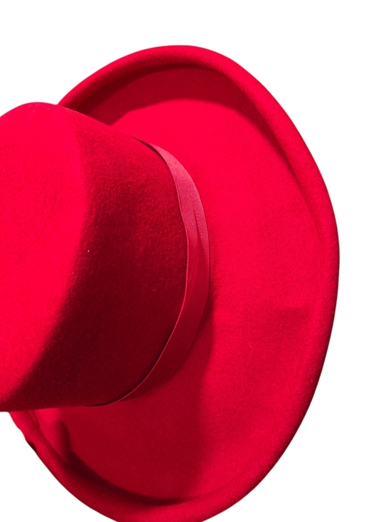 1960s Tina Too Bollman Red Wide Brim 100%  Wool Felt Fedora Hat main image 8